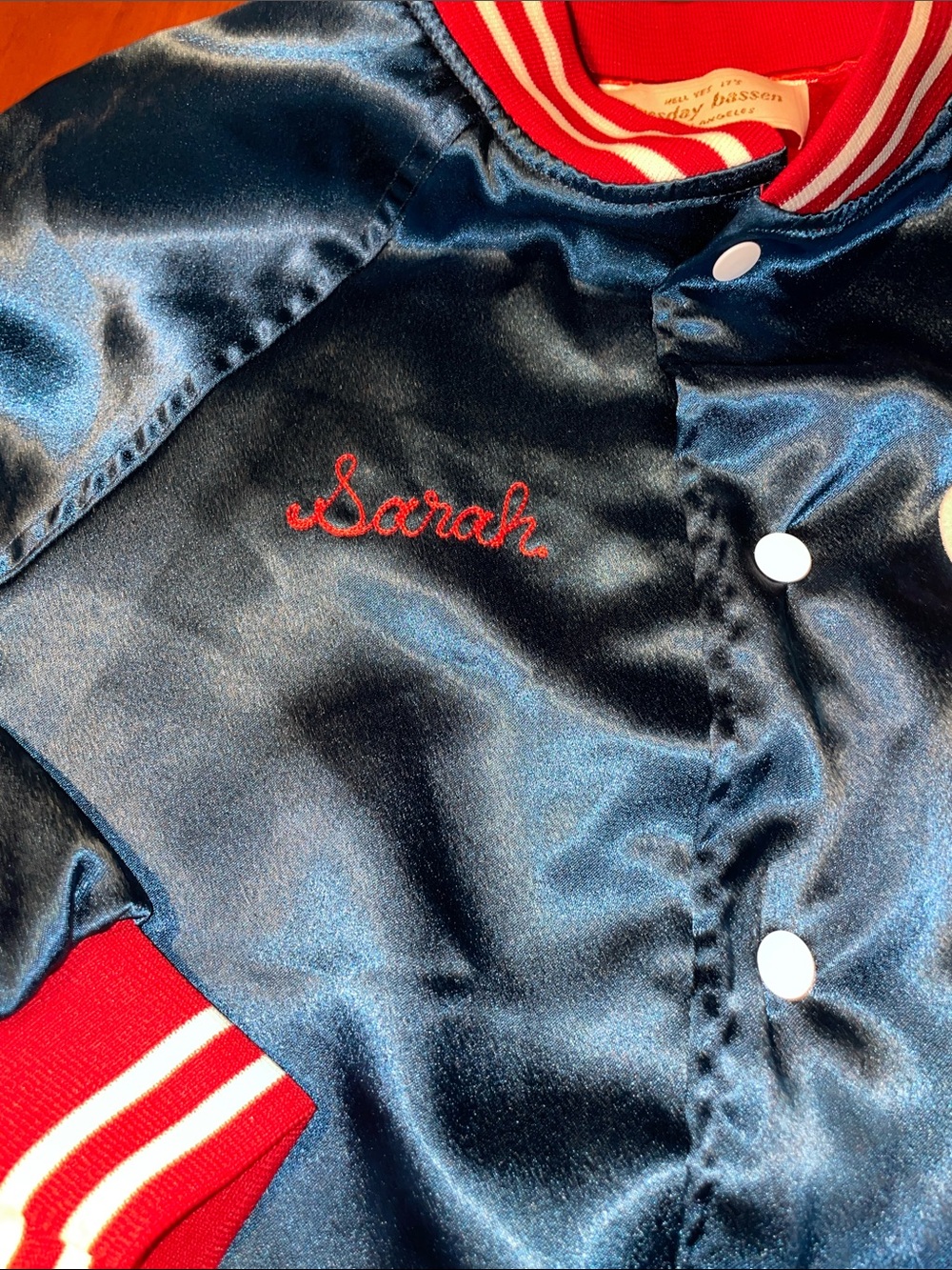 Tuesday of California Mixed Emotions Club women’s Satiny Bomber Jacket 1X - Picture 4 of 8